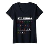 Womens NYC New York City Subway Expert Train Station Signs Graphic V-Neck T-Shirt
