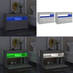 Sängbord med LED-belysning 2 st betonggrå 60x35x40 cm - Sängbord - Säng Bord - Home & Living