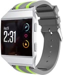 Abasic Strap compatible with Fitbit Ionic Watch Band, Replacement Adjustable Bracelet Silicone Sports Strap (Gray Green)