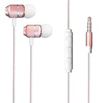 AMPLE® EARPHONES, HTC U11, HTC U 11, HTC U11 LIFE, HTC U11 PLUS, HTC U11 EYES Wired Bass Stereo In-ear Headphone Earphone Headset Earbuds with Remote and Mic Microphone with 3.5mm Jack (ROSE GOLD)