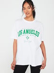 Everyday Los Angeles Tennis Club Slogan T shirt, White, Size L, Women