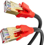 Cable Ethernet 5m Cat 8, Blindé Câble RJ45 5 Mètres Haut Débit LAN Câble Réseau Extérieure Intérieur Fil Ethernet 40Gbps 2000MHz Gigabit Cable Internet Anti-brouillage POE SFTP Noir pour Routeur PC