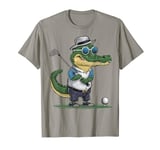 Funny Golf Lover Crocodile Playing Golf Round Sunglasses T-Shirt