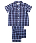 Mini Vanilla Boys' Traditional Summer Check Cotton Pyjamas - Blue - Size 5-6Y