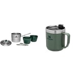 Stanley Adventure Set de Cuisson en Acier Inoxydable pour Deux 1.0L / 1.1 QT + Stanley Classic Legendary Camp Mug 0.35L / 12 OZ Hammertone Green – Double paroi Isolante