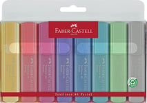 Faber-Castell 154681 - Set de surligneurs TL 1546, étui de 8 pièces, couleurs pastel, pointe biseautée longue durée, largeur de trait 1 - 5 mm