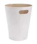 Umbra Woodrow 2 Gallon Modern Wooden Trash Can, Wastebasket, Garbage Can or Recycling Bin for Home or Office, White/Natural