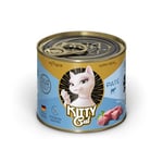 Kitty Cat Paté Veau 6 x 200 g - Nourriture Humide pour Chat - sans céréales - avec Taurine, Huile de Saumon et Moule aux orles Verts - Aliment Complet à Haute teneur en Viande - Fabriqué en Allemagne