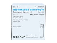 B. Braun Natriumklorid 9 mg/ml inj, 20 x 10 ml.
