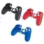 PS4 Handkontrollsskydd 3st, Svart Röd Blå i Silikon