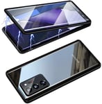 Case for Samsung Galaxy Note 20 Ultra/Note 20+ 5G 360°Metal bumper + Front and Back Transparent Tempered Glass One-piece Design Shockproof Magnetic Cover wih Camera Lens Protector,Black