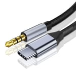 Câble USB C Aux, adaptateur type C mâle vers jack mâle 3,5 mm-noir