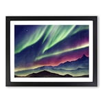 Watercolour Aurora Borealis Vol.6 H1022 Framed Print for Living Room Bedroom Home Office Décor, Wall Art Picture Ready to Hang, Black A2 Frame (64 x 46 cm)