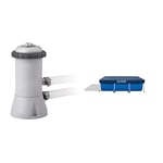 INTEX 28604 Filtre épurateur à Cartouche 1,7 m3/hr - Gris & Bâche de Protection pour Piscine rectangulaire 3m x 2m, Bleu, 300x200x20 cm