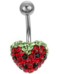 Strawberry Heart Navelpiercing - Röd/Grön/Svart