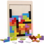 Trä Tetris Pussel, 40 st Trä Pusselspel, Barnens Intelligensleksak, Pusselbox Hjärnspel Byggsten Pedagogisk Present till Pojkar Flickor Barn