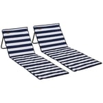 Vikbar Strandmatta Set - Blå/Vit Stål & Oxford