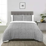 Night Comfort Cotton Blend Eco Breathable Duvet Cover Bedding Set With Pillowcases (Single, Jordan - Grey & White Smart Stripes)