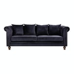 Venture Home 3-sitssoffa Velvet 3-seat sofa - Black 19936-888