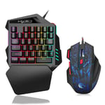 RYRA RGB One-Handed Gaming Keyboard and Mouse Set, USB Wired Ergonomic Mouse LED Backlight for PUBG PC Computer Game