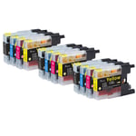 12 Ink Cartridges to replace Brother LC1240Bk LC1240C LC1240M LC1240Y Compatible