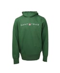 Gant Mens Graphic Printed Hoodie in Green Cotton - Size Small