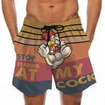 MOTOCO Men's Beachwear Summer Holiday Drawstring Casual Cock Printed Beach Workout Shorts Pants(XL.Orange)