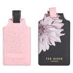 Ted Baker Luggage Tags Set, Faux Leather, Black/Pink, One Size