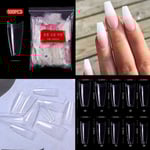 500 st Franska T-formade Falska Akrylnaglar Konsttips UV Falsk Nagel Transparent