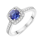 18ct White Gold 1.00ct Sapphire and Diamond Halo Ring