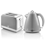 Swan Retro Grey Kettle and 2 Slice Toaster Set