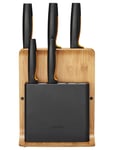 Fiskars Ff Knife Block Bamboo 5 Knives Home Kitchen Knives & Accessories Knife Sets Black Fiskars