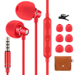 Findfit In-Ear Sleep Earphones, Soft Wired Earbuds for Small Ear Canal Side Sleeper, Noise Isolating Sleeping Headphones with Mic for Snoring, Air Travel, Relaxation, Red