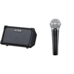 BOSS CUBE Street II Portable Street Performance Amp | CUBE-ST2 | Next Generation of the Roland Cube & Shure SM58-LC Cardioid Dynamic Vocal Microphone with Pneumatic Shock Mount, Spherical Mesh Grille