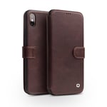 iPhone X / XS - QIALINO Smart ægte læder cover / pung - Mørk brun