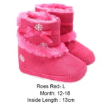 Baby Shoes Snowflake Fuzzy Rose Red L