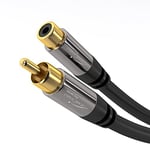 KabelDirekt - 1,5 m - Câble d'extension Cinch, Audio/Digital/Vidéo (câble coaxial, prises RCA mâle/femelle, pour caisson de basse/amplificateur/Hi-Fi, audio analogique, 75 ohms, noir)