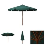 The Living Store Trädgårdsparasoll med trästång 330 cm grön -  Parasoll & solskydd