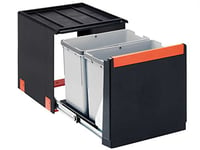 FRANKE | Poubelle de tri des déchets Cube 40 (134.0039.330) | Containers : 2 x 14L | Couleur : noir
