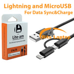 2in1 MICRO USB LIGHTNING SYNC DATA CHARGE CABLE FOR IOS9 iPHONES ANDROID