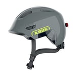 Abus Casque enfant ABUS Smiley 3.0 ACE LED - casque de vélo avec lumière - ajustement profond & place pour une queue de cheval - pour filles et garçons - gris, taille S