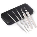 Yxp 5 Set Acne Needle Set Stainless Steel Blackhead Remover Cleaner Tool Acne Pimple Spot Extractor Pin,Black