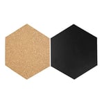 SECURIT - Ensemble 4 Tableaux Noirs + 3 Tableaux en Liège + Marqueur à Craie Liquide + Epingles - Ardoises Double Face - Dimension de Chaque Tableau 15,5 x 18 cm
