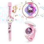 Frysta barn tecknade elektroniska klocka ljus musik flip klocka Hello Kitty