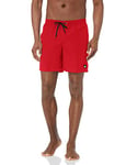 Quiksilver Men's Solid Elastic Waist Volley Boardshort Swim Trunk Board Shorts, High Risk Red, Small