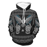 Twelve constellations Men's Hoodie Viking Eagle Colourful Breathable Style Sweatshirt Black S