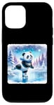 Coque pour iPhone 14 Panda Patin à roulettes sur le lac gelé