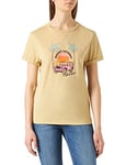 BOSS Womens C Esummer Organic-Cotton Regular-fit T-Shirt with Summery Print Beige