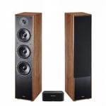 Marantz Model M1 &amp; Magnat MS70 Valnöt Stereopaket Golvhögtalare