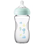 Philips Avent Glass Bottle, 0-3 Months, 240ml/8oz - Blue Sea (No Lid) 2 PACK